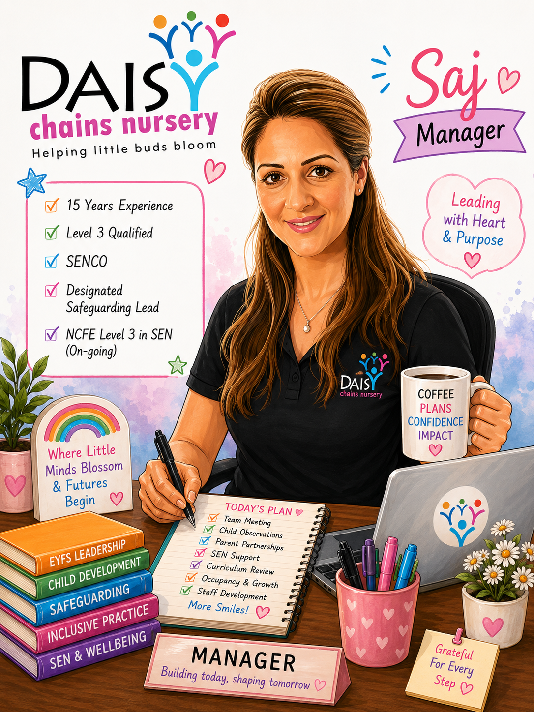 Saj, Manager at Daisy Chains Nursery